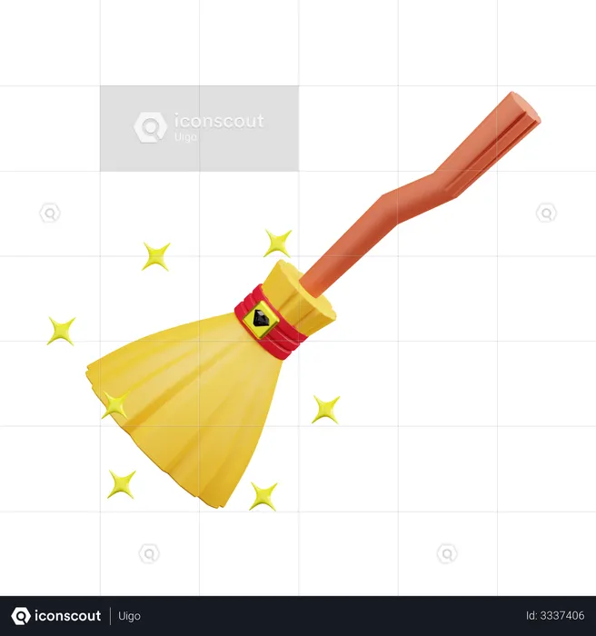 Halloween Broom  3D Illustration