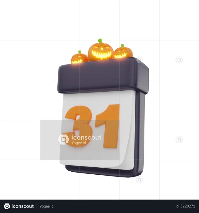 Halloween Day Calendar  3D Icon