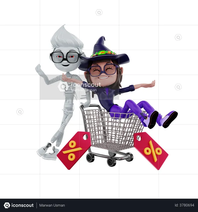 Halloween discount on purchase  3D Illustration