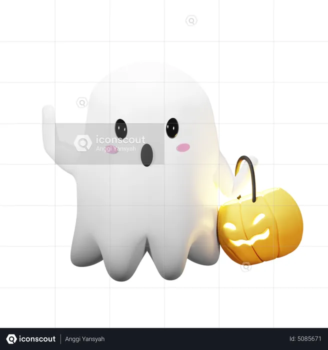 Fantôme d'Halloween avec lanterne  3D Icon