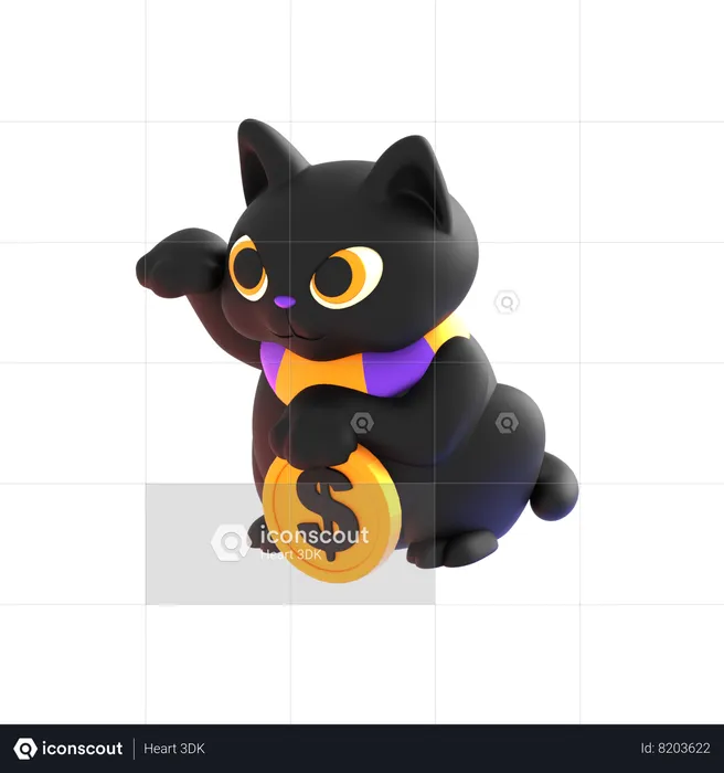 Gato da sorte do dia das bruxas  3D Icon