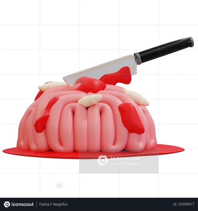 Halloween Gehirnkuchen mit Messer  3D Icon