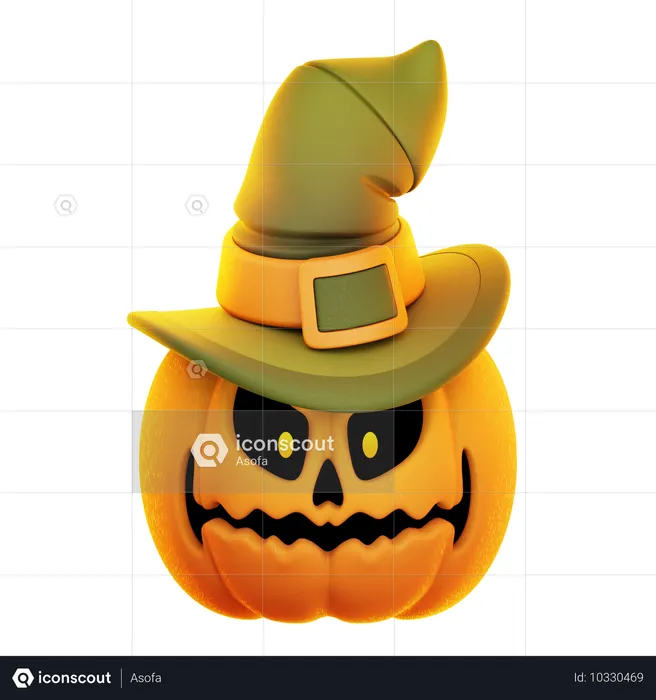 Halloween-Kürbis mit Hut  3D Icon