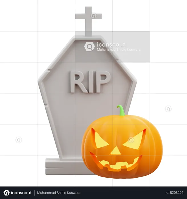 Citrouille de pierre tombale d'Halloween  3D Icon