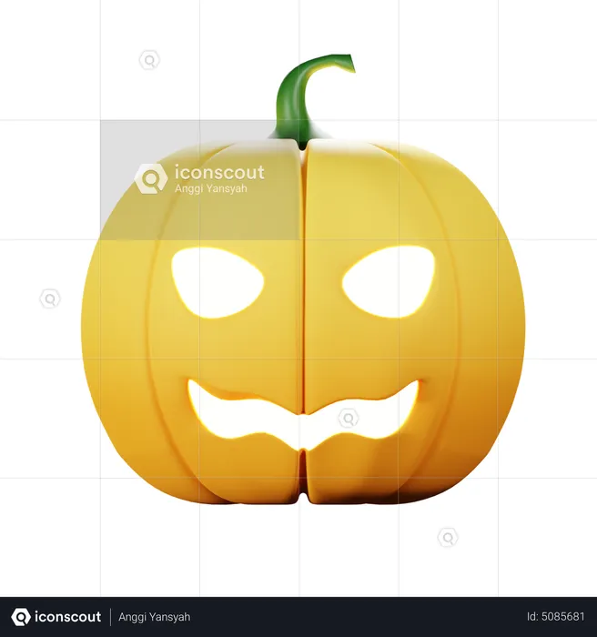 Pumpkin face scary smile orange red Halloween Digital Art by