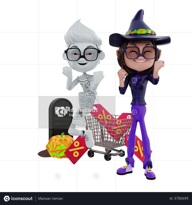 Halloween sale shopping  3D Illustration