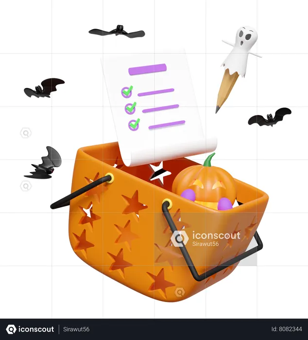 Halloween Shopping Basket  3D Icon