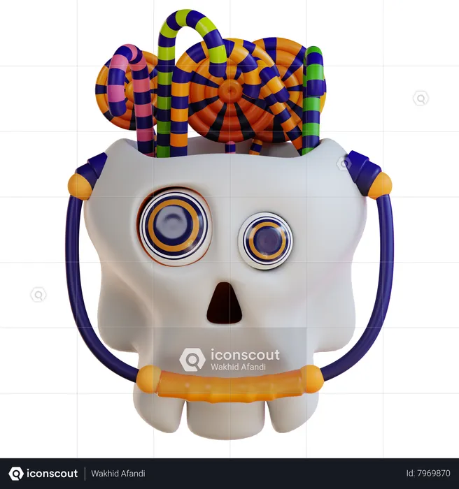 Halloween Skull And Candy  3D Icon