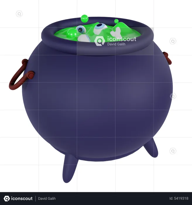 Halloween Witch Cauldron  3D Icon