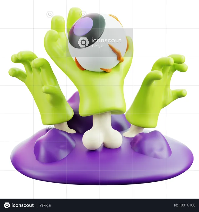 Halloween Zombiehand aus dem Grab  3D Icon