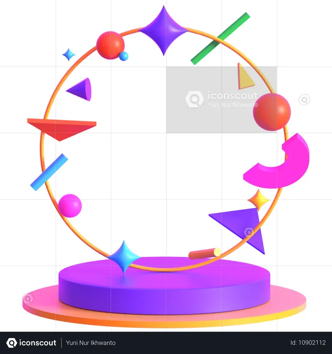 Halo cosmique circulaire rétro-futuriste avec podium  3D Icon