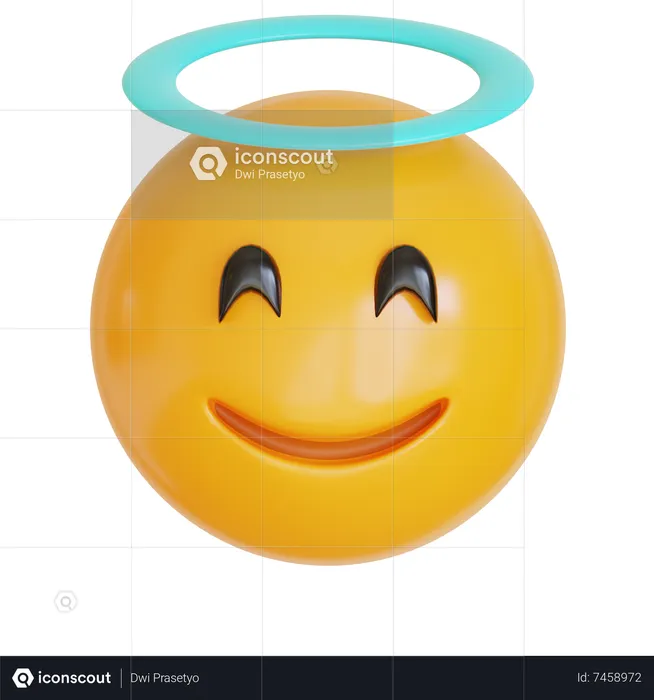 Halo Face Emoji 3D Icon
