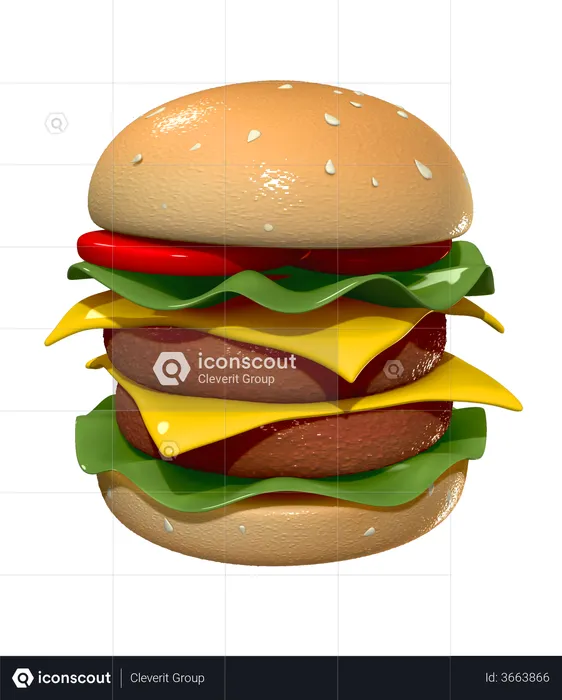 Hamburger  3D Illustration