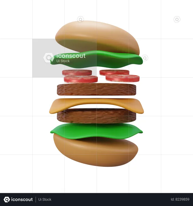 Hamburguesa  3D Icon