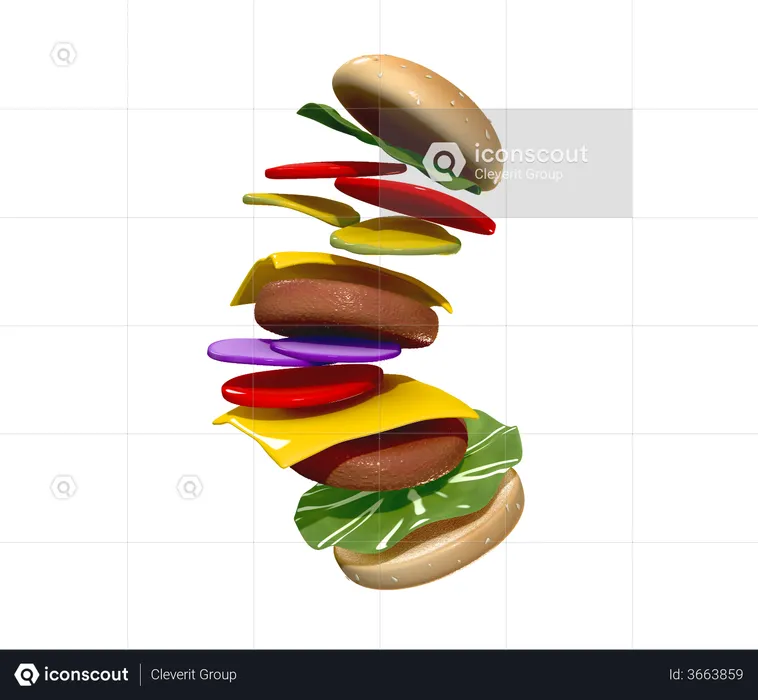 Hamburguesa  3D Illustration