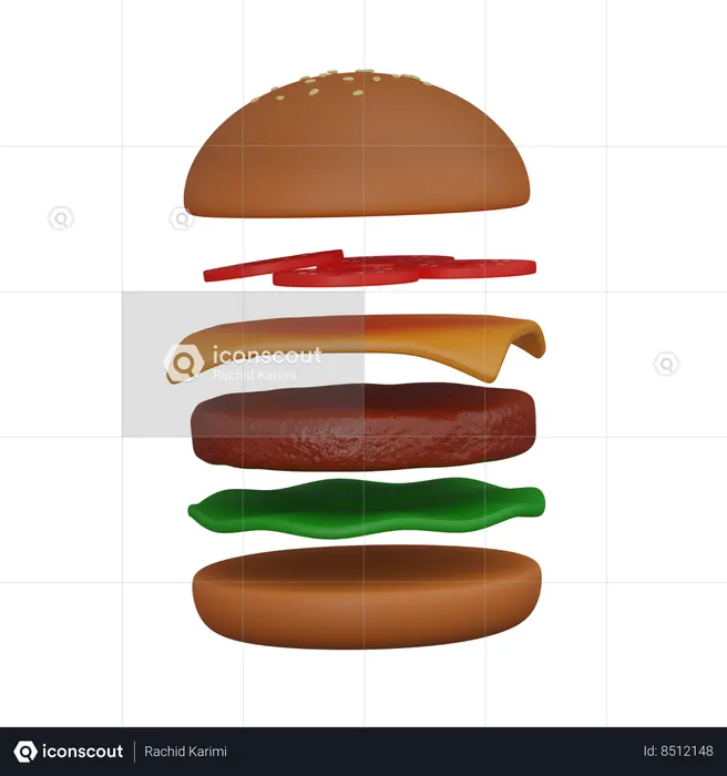 Hamburguesa en capas  3D Icon