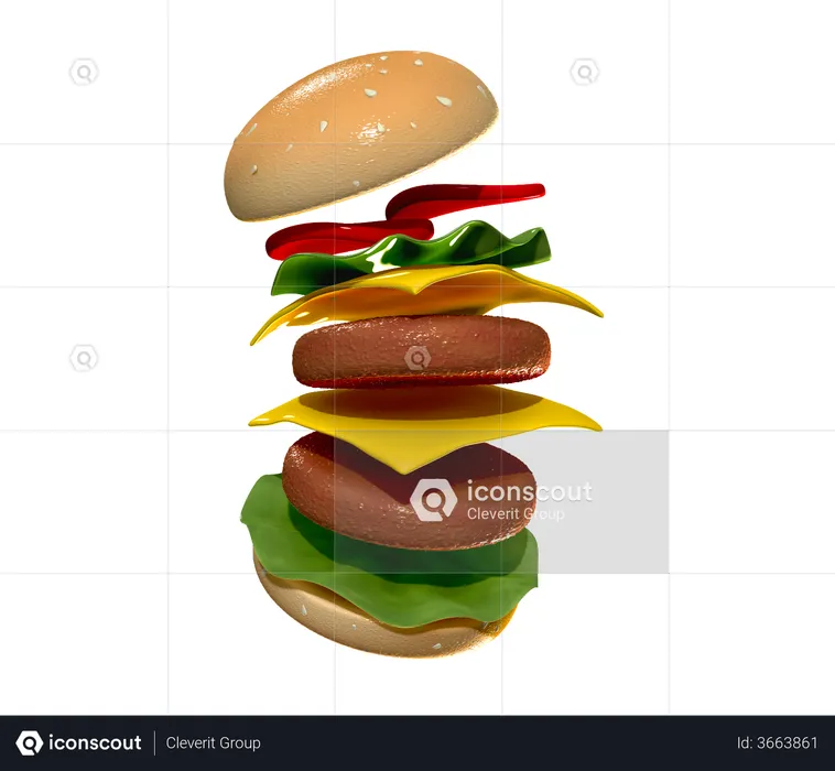 Hamburguesa con queso  3D Illustration