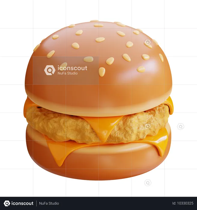 Hamburguesa de pollo con doble queso  3D Icon