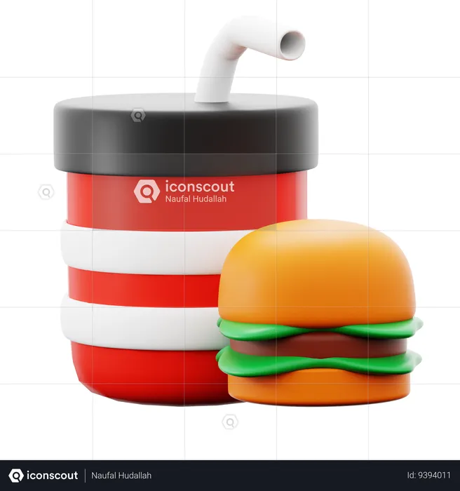 Hamburguesa y refresco  3D Icon