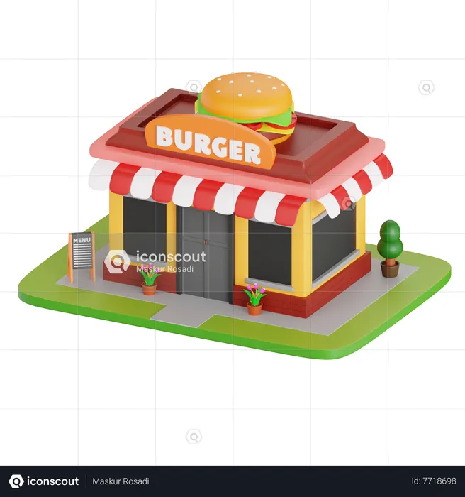Tienda de hamburguesas  3D Icon