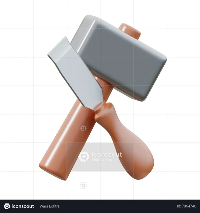 Hammer and chisel  3D Icon