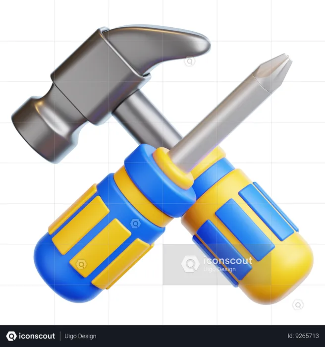 Hammer and Screw  3D Icon