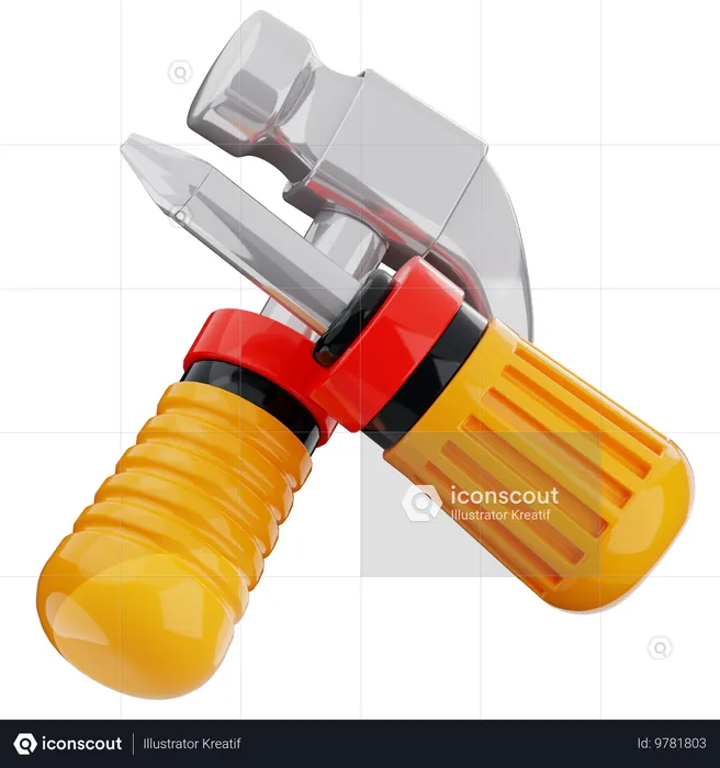 Hammer and Screw  3D Icon