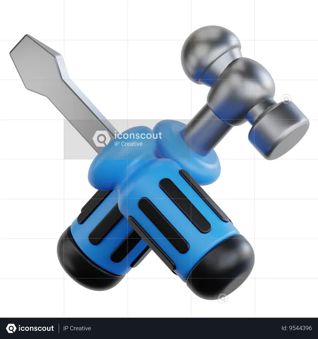 Hammer and Screwdriver  3D Icon