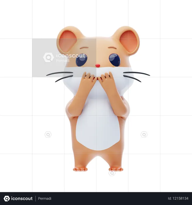 Hamster Character Is Amazed  3D Illustration