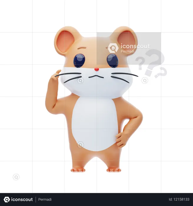 Hamster Character Is Confused  3D Illustration