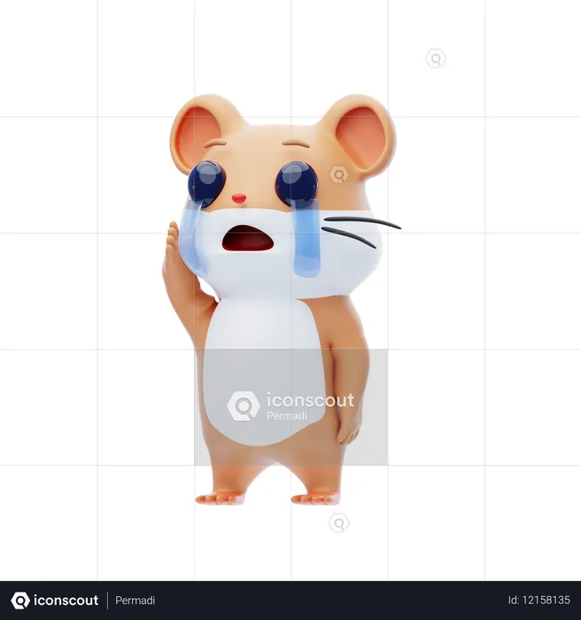 Hamster Character Is Crying  3D Illustration
