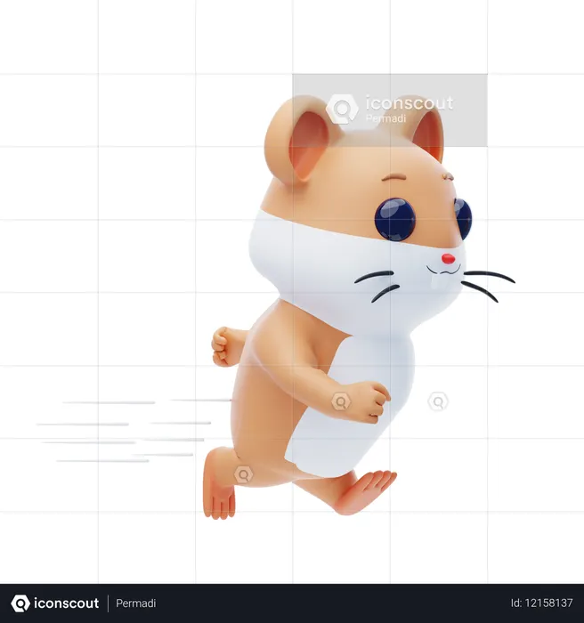 Hamster Character Running  3D Illustration
