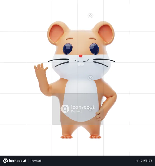 Hamster Character Waving  3D Icon