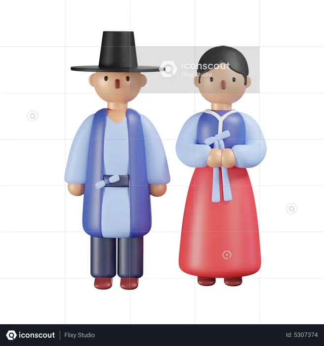 Hanbok Couple  3D Icon