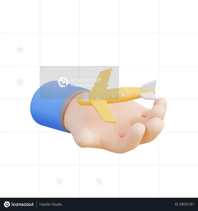 Hand And Airplane  3D Icon