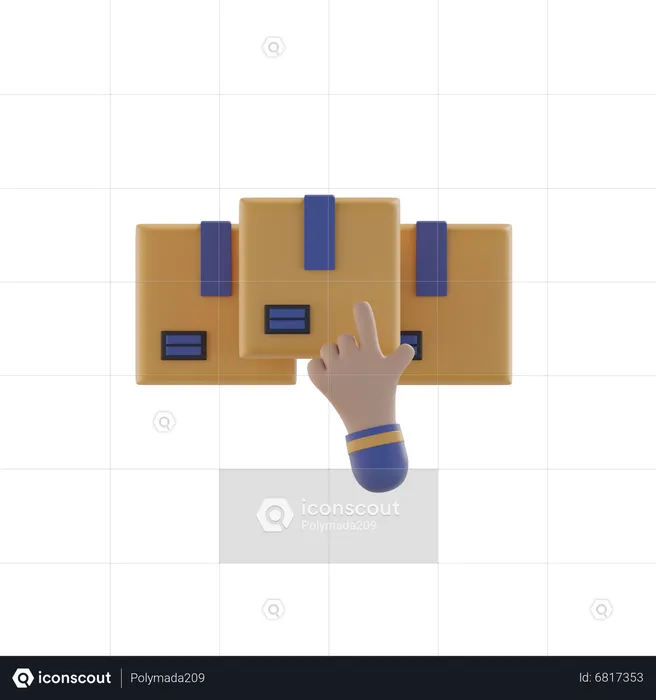Hand And Box  3D Icon