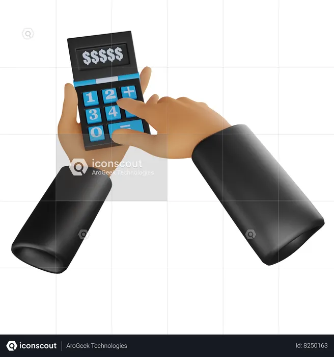 Hand And Calculater  3D Icon