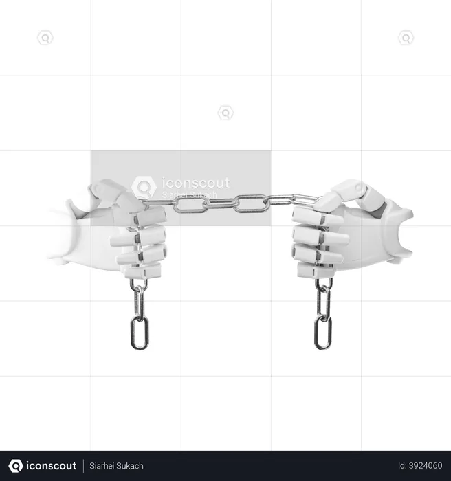 Chain Pulling Hand  3D Illustration