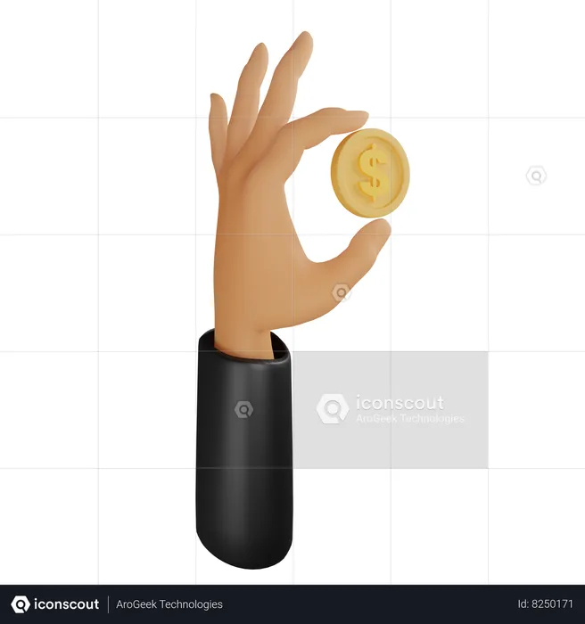 Hand And Coin  3D Icon