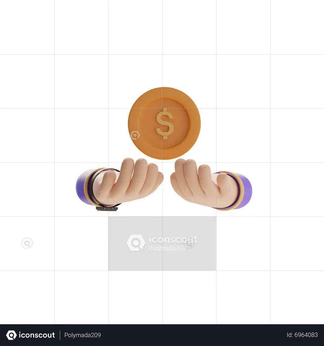 Hand And Coin  3D Icon