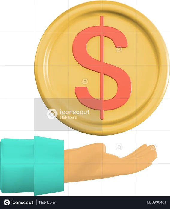 Hand and coin  3D Illustration