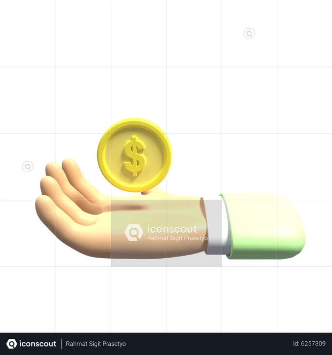 Hand and Coin  3D Icon