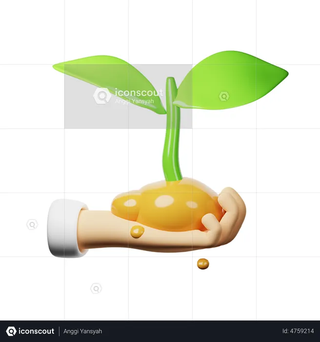 Hand And Plant  3D Icon
