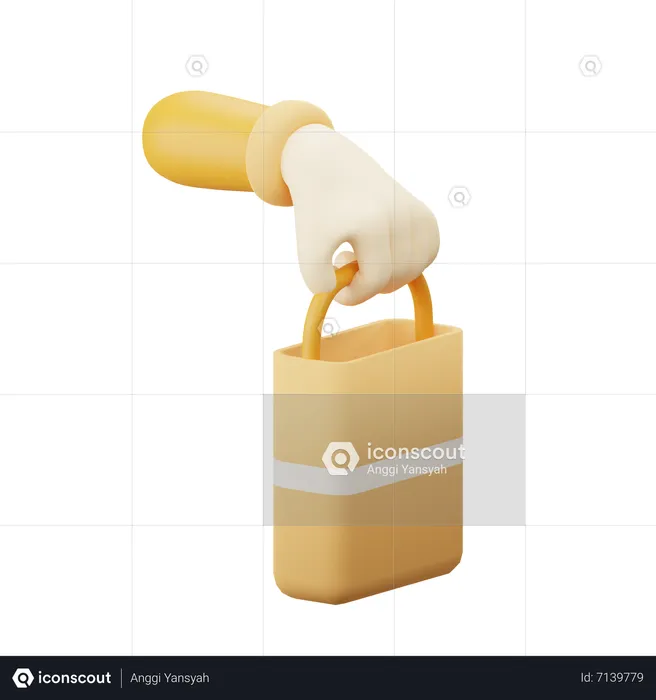 Hand and shopping bag  3D Icon