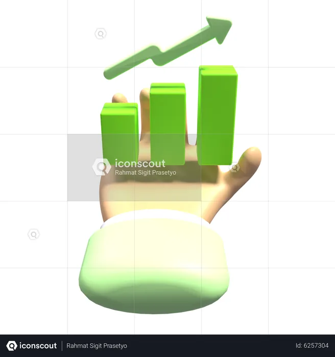 Hand and Up Chart  3D Icon