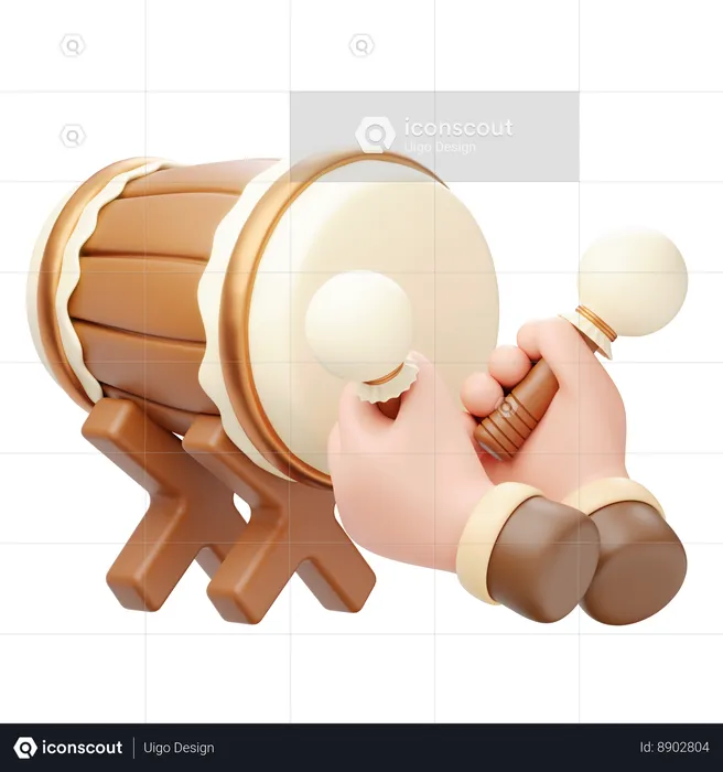 Hand Beating Drum  3D Icon