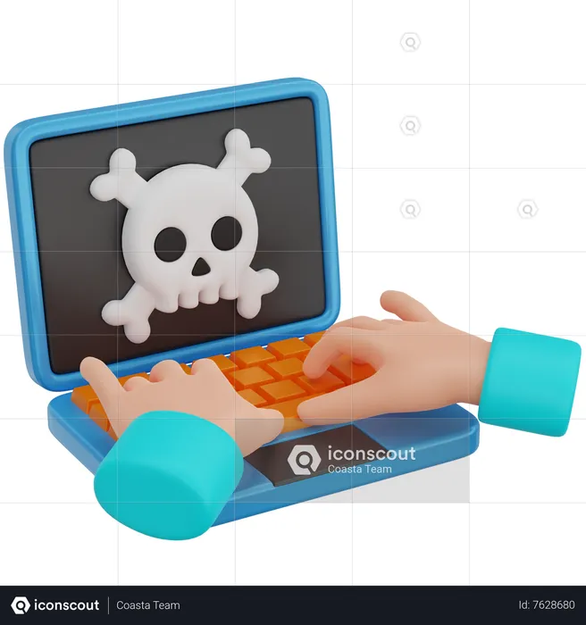 Hand mit gehacktem Laptop  3D Icon