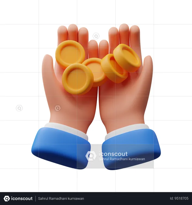 Hand Carrying Coin  3D Icon