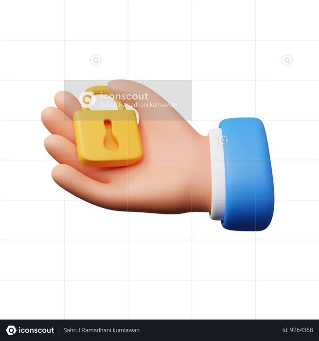 Hand carrying padlock  3D Icon
