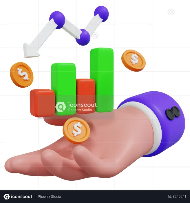 Hand Chart Decline  3D Icon